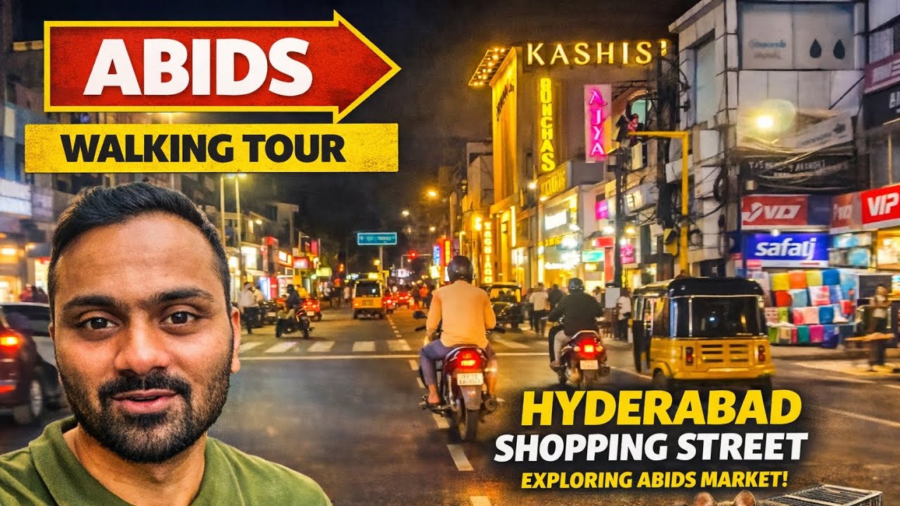 ABIDS HYDERABAD SHOPPING STREET TOUR | STREET FOOD PANI PURI IN HYDERABAD