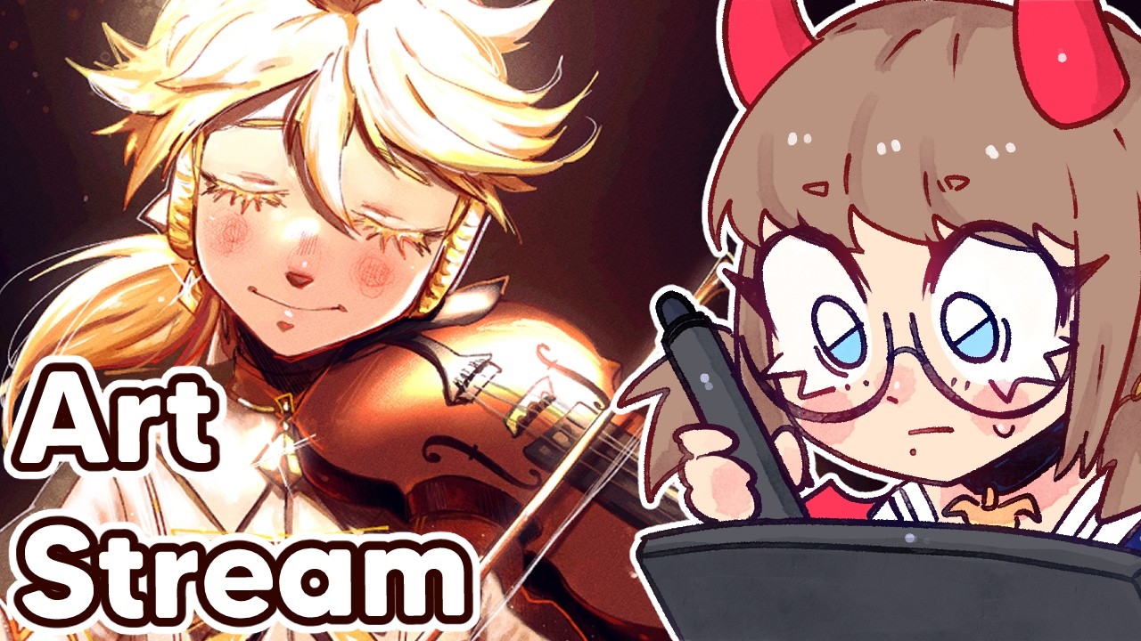 【Art Stream】Making a matching Rin postcard for my Len one!