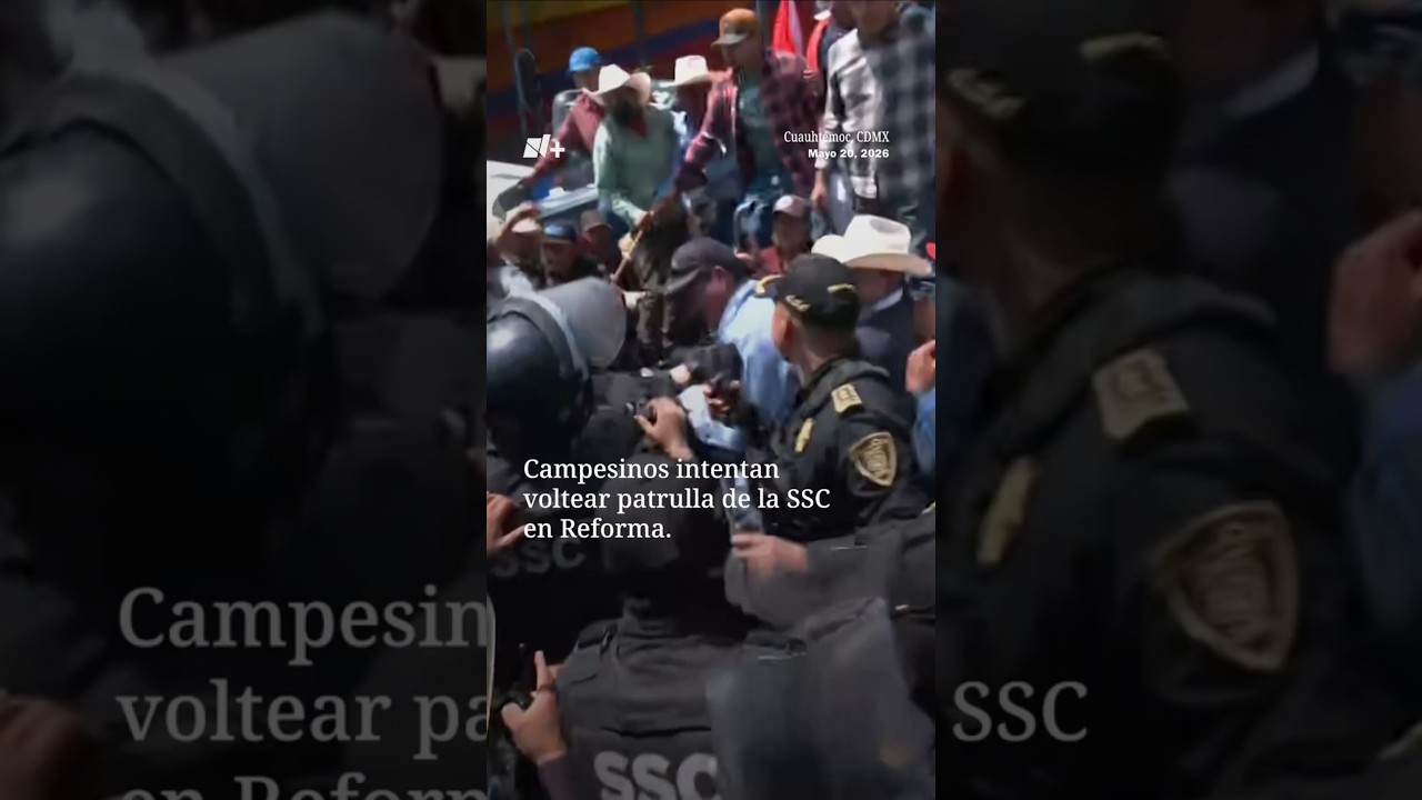 Enfrentamiento entre campesinos y polic&iacute;as en Reforma, CDMX