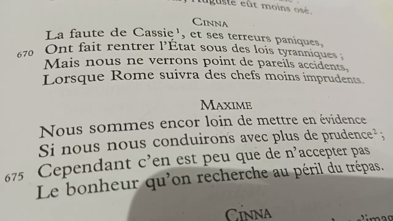Lecture de la scène 2 de l'acte 2 de Cinna 