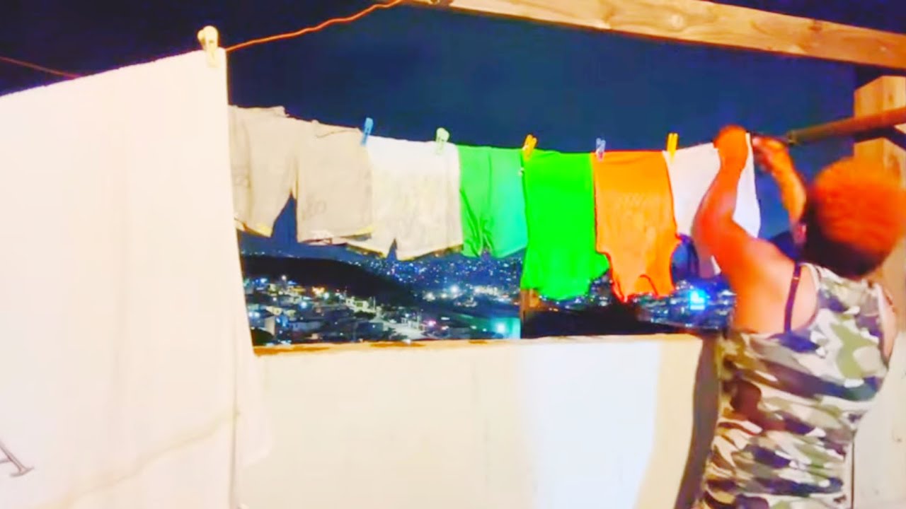 Hand washing Our Dirty Laundry in Mexico at Night..