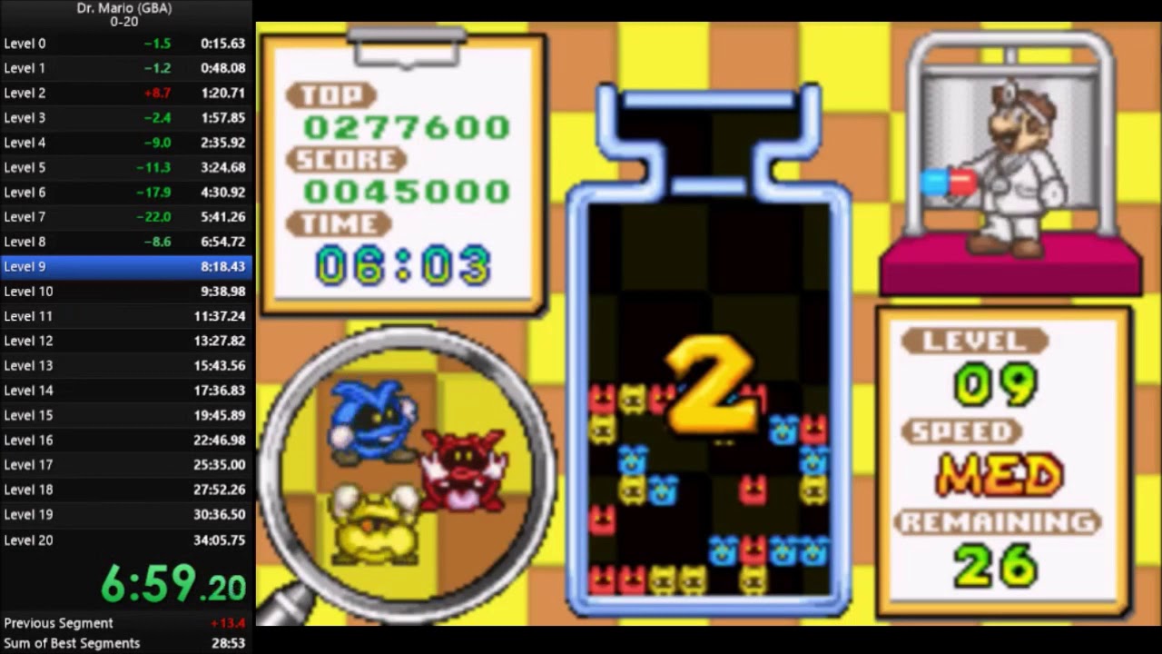 Dr. Mario (GBA) 1P 0-20 Speedrun 32:48.94