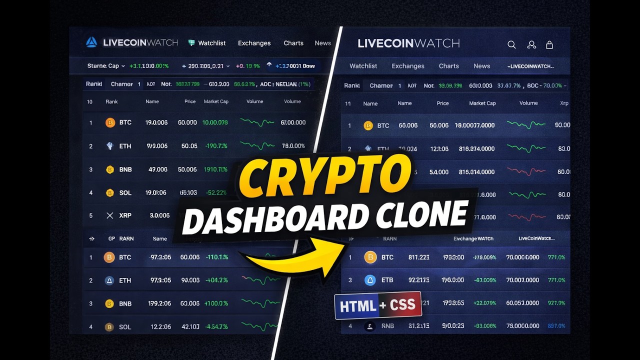 &ldquo;I Rebuilt the LiveCoinWatch Crypto Dashboard UI Using Only HTML & CSS&rdquo; #webdevelopment