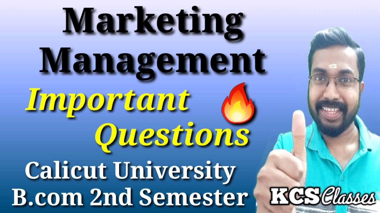 Marketing Management|Important Questions|Calicut University Bcom 2nd Semester