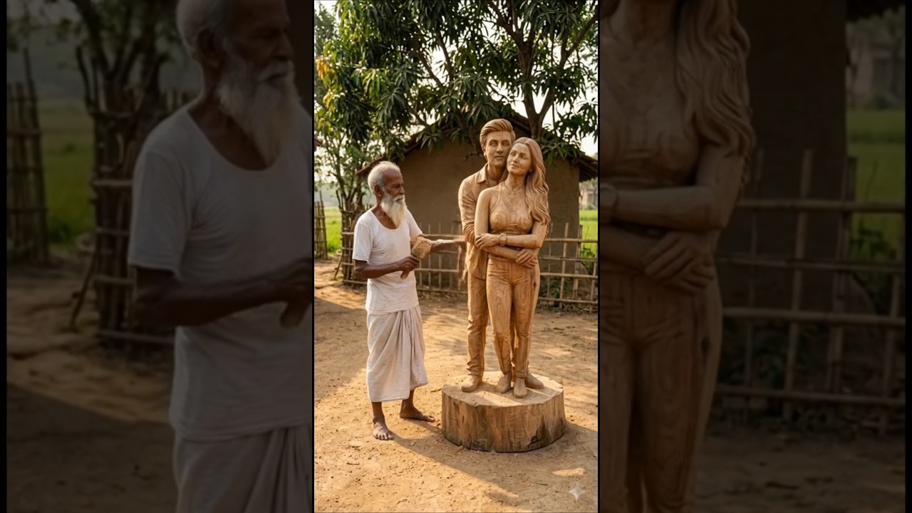 Village Artist Creates ranveer Alia kapoor Statue | Desi Wooden Art Magic 🔥 