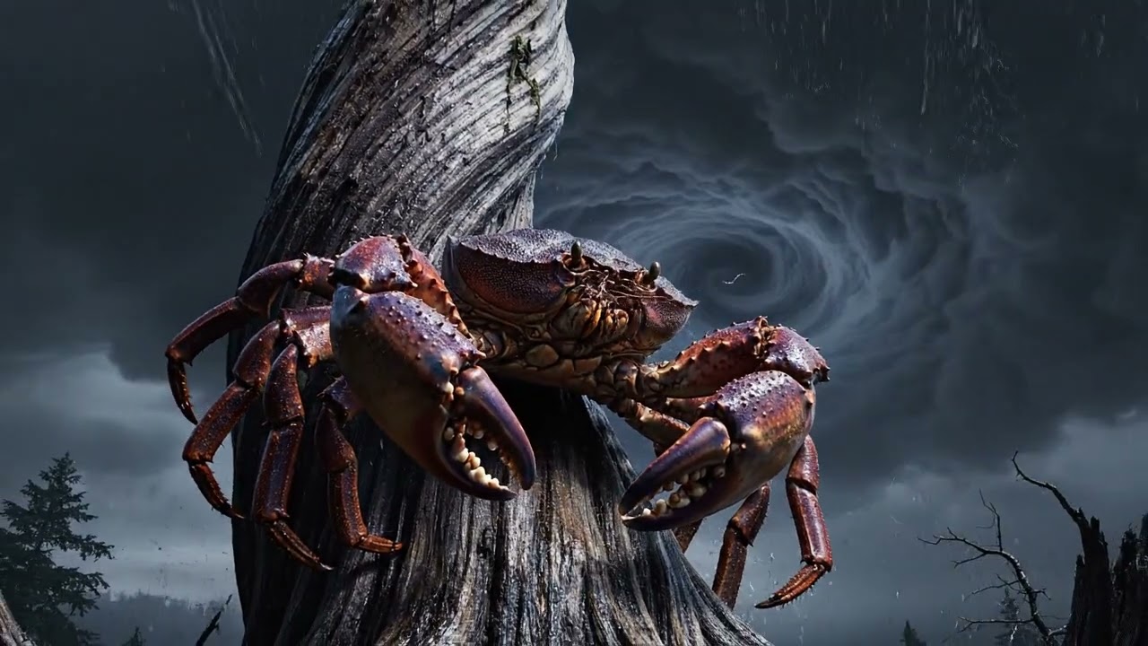 60 Scenes of Giant Crab Climbing an Ancient Tree – Cinematic Veo 3