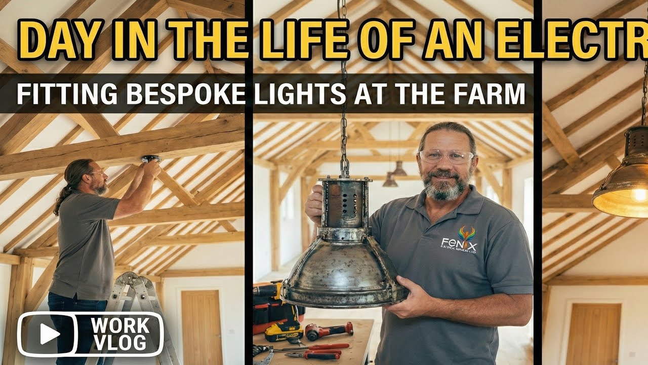 Day in the life of an Electrician:Fitting bespoke lights at the farm.