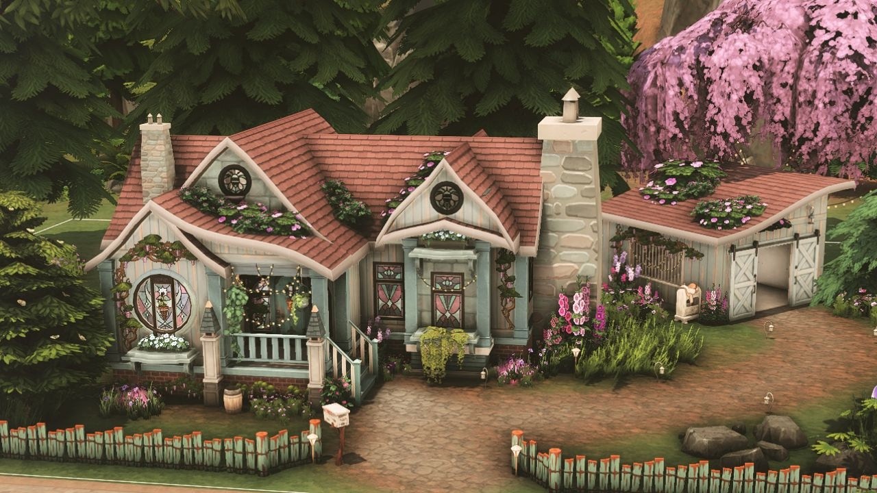 The Witch's Purple Cottage🌲🍃| The Sims 4 | Stop Motion Build [no CC]