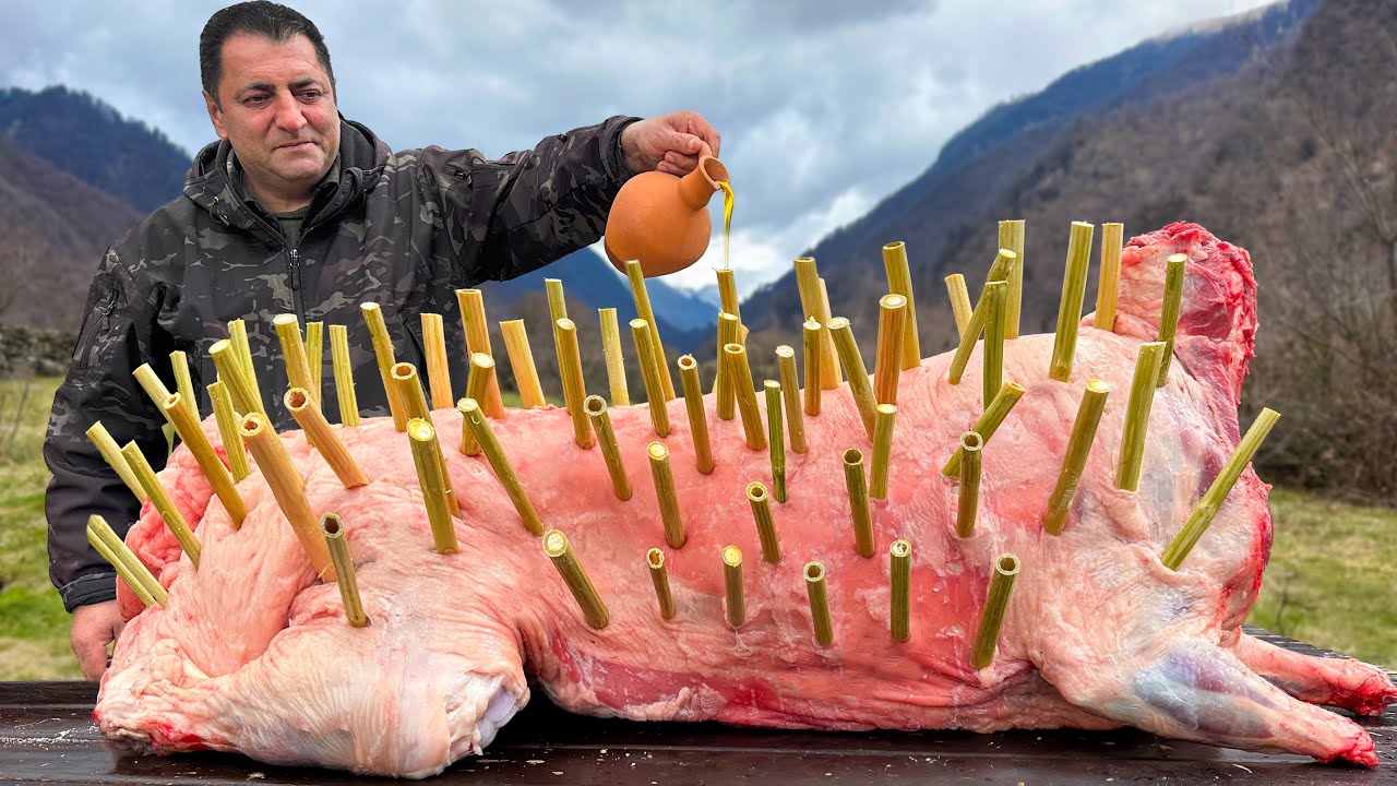 A Whole Lamb In Oven With Inimitable Marinade Cooked In Nature