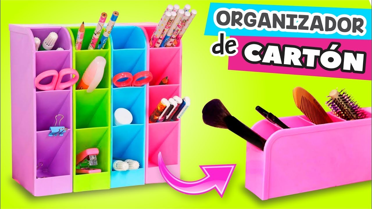 ORGANIZADOR de ESCRITORIO de CARTON reciclado ⭐Así o más fácil ⭐