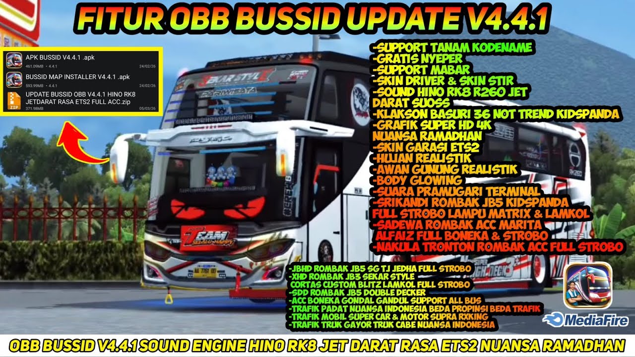UPDATE BUSSID V4.4.1 || OBB BUSSID V4.4.1 SOUND ENGINE HINO RK8 JET DARAT RASA ETS2 NUANSA RAMADHAN