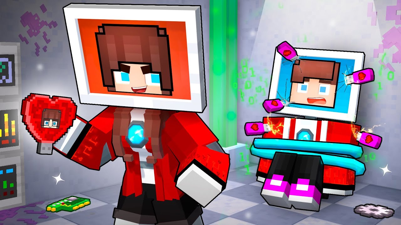 JJ COMPUTER and CRAZY Girl COMPUTER - Love Story - Maizen Minecraft Animation