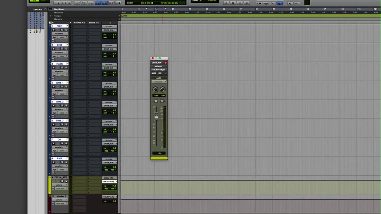 Mezcla de batería en Pro Tools - Subgrupos
