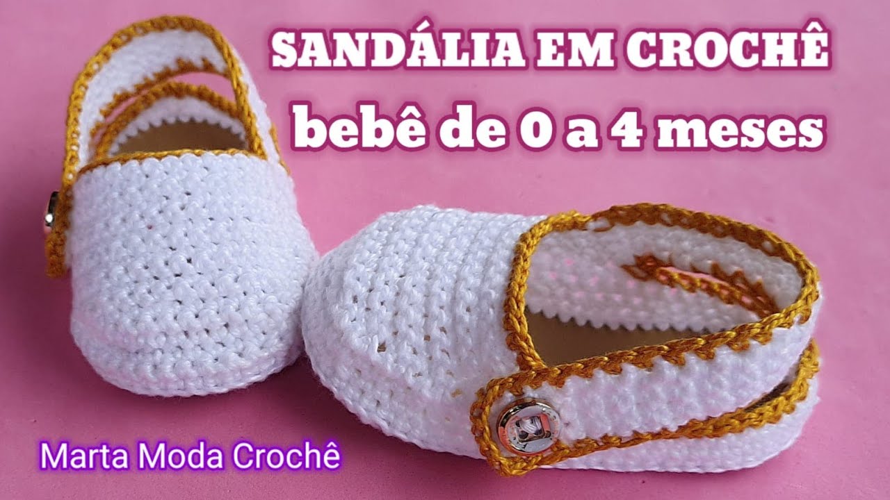 SANDÁLIA / SAPATINHO DE CROCHÊ PARA BEBÊ DE 0 A 4 MESES - baby crochet sandals