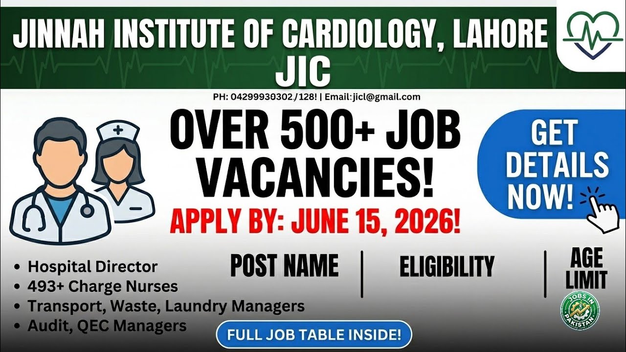 Jinnah Institute of Cardiology Lahore Jobs 2026 | 500+ Govt Jobs in Punjab | How to Apply