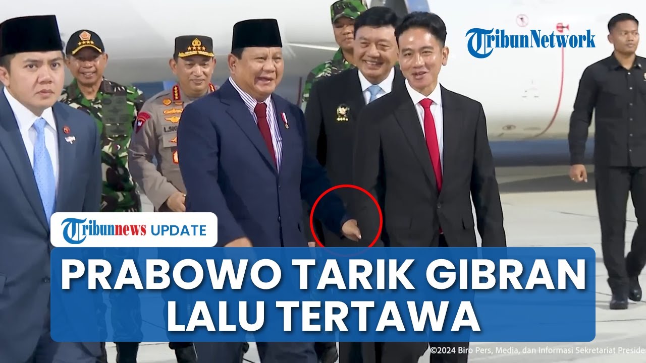 Momen Mesra Prabowo-Gibran di Pangkalan TNI AU, Presiden Tarik Tangan Wapres hingga Tertawa