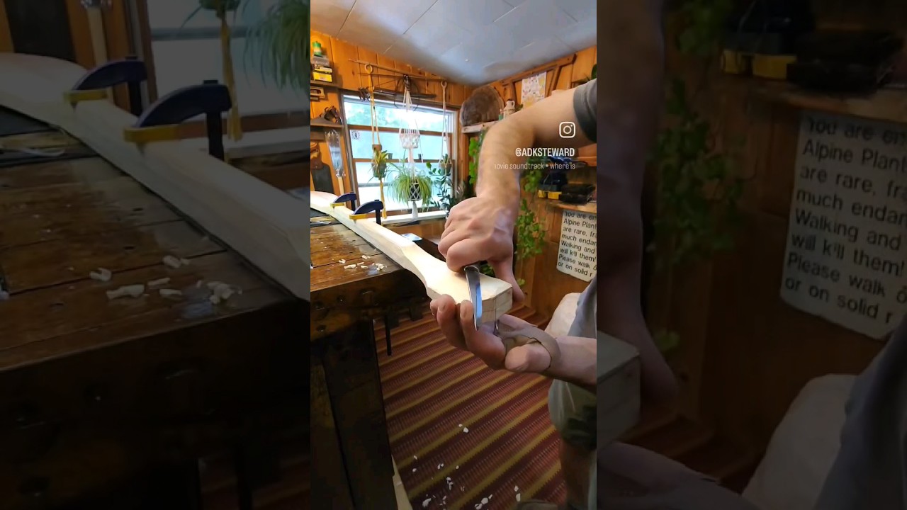 Canoe paddle in progress. 