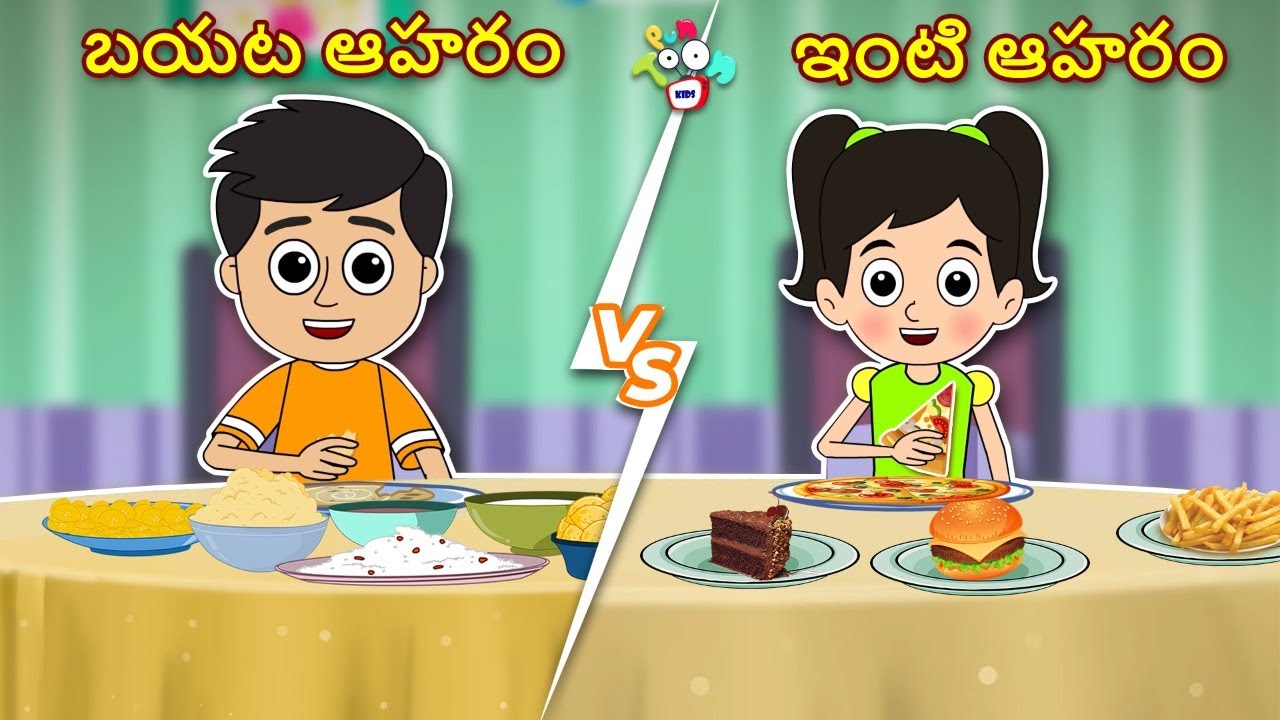 ఇంటి ఆహారం vs బయట ఆహారం | Junk Food VS Home Food | Telugu Stories | Moral Stories | Telugu Cartoon