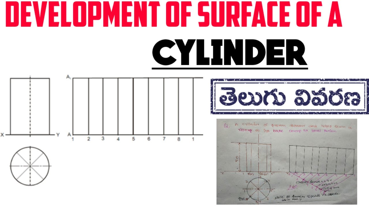 Development of surface of cylinder explained in telugu