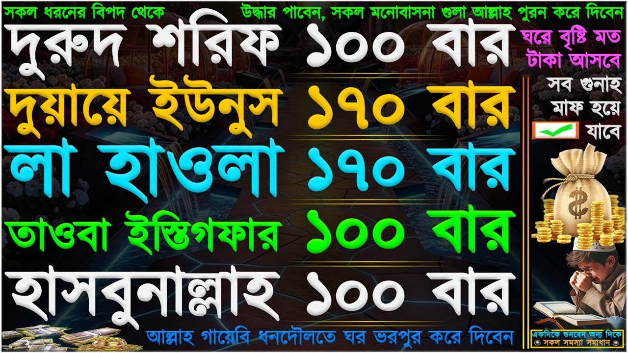 এই আমলটি করে দেখুন.! ঘরে বৃষ্টি মত টাকা আসবে ⋮ আল্লাহ গায়েবি ধনদৌলতে ঘর ভরপুর হবে ⋮ সকল বিপদ দূর হবে