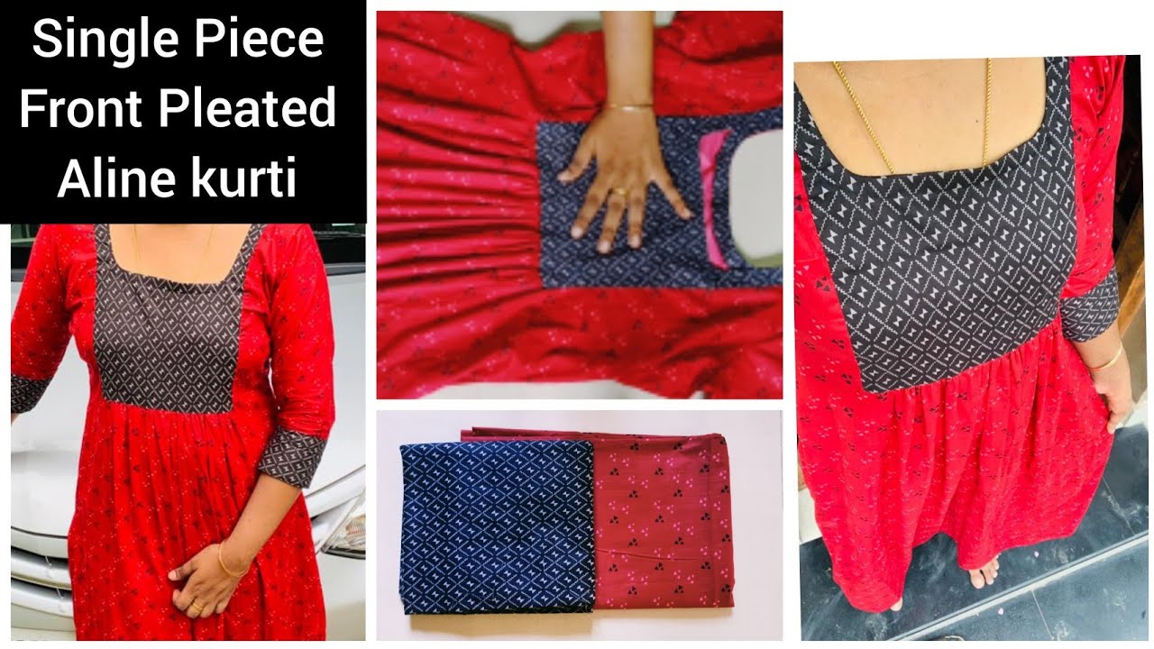 നൈറ്റി തുണിയിൽ ഒരു അടിപൊളി Single Piece Front Pleated Aline Kurti സ്റ്റിച്ച് ചെയ്താലോ 🥰