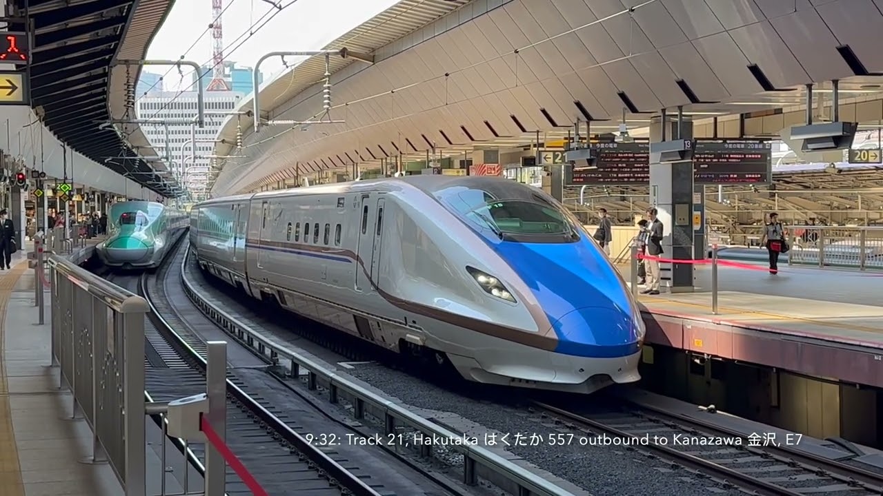Shinkansen trains at Tokyo station