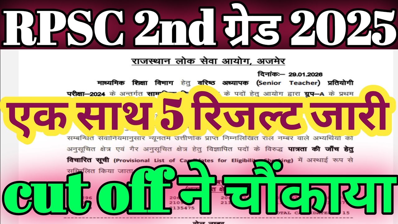 rpsc 2nd grade result 2025 घोषित/rpsc 2nd grade cut off marks 2025/rpsc 2nd grade result/rpsc result