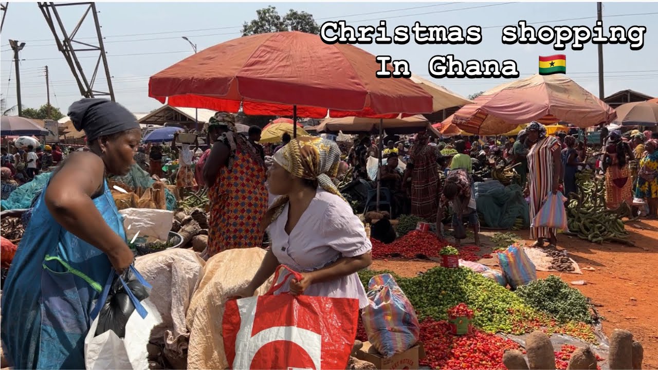 African Village Life ||shopping in bulk in a local market for Christmas in Ghana || west Africa