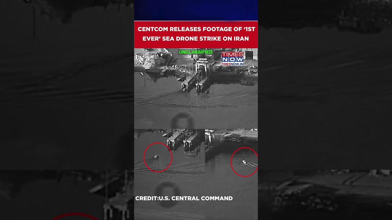 CENTCOM Releases Footage Of 'First' Combat Sea Drone Mission As Forces Rip Through Iran Base #shorts