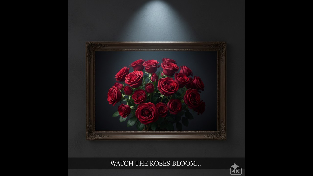 4K Luxury Frame TV Art  Midnight Red Roses