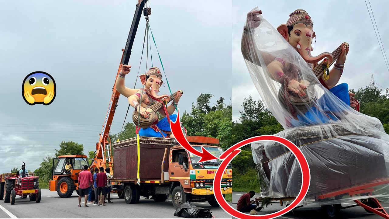 Big Ganesh Stucked at Annojiguda ORR Service Road Transporting to Nalgonda Ramagiri Ganesh 2025
