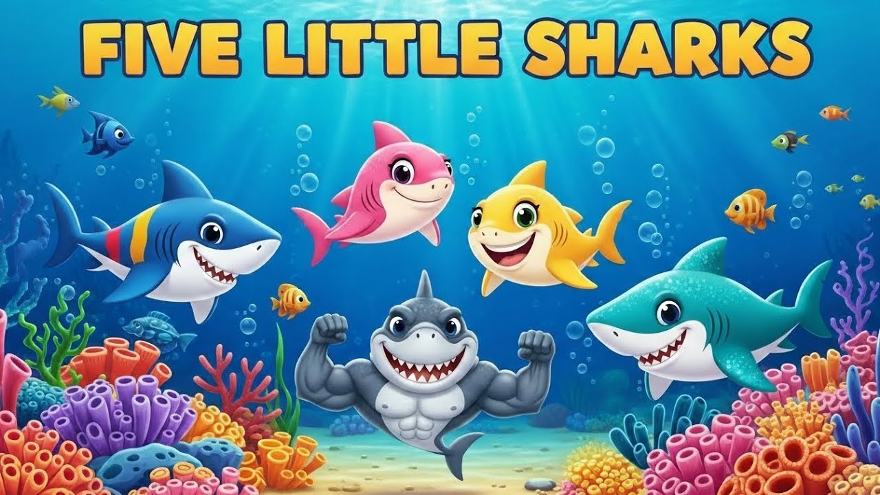Five Little Sharks | Fun & Educational Counting Song for Kids | Super Kids Songs