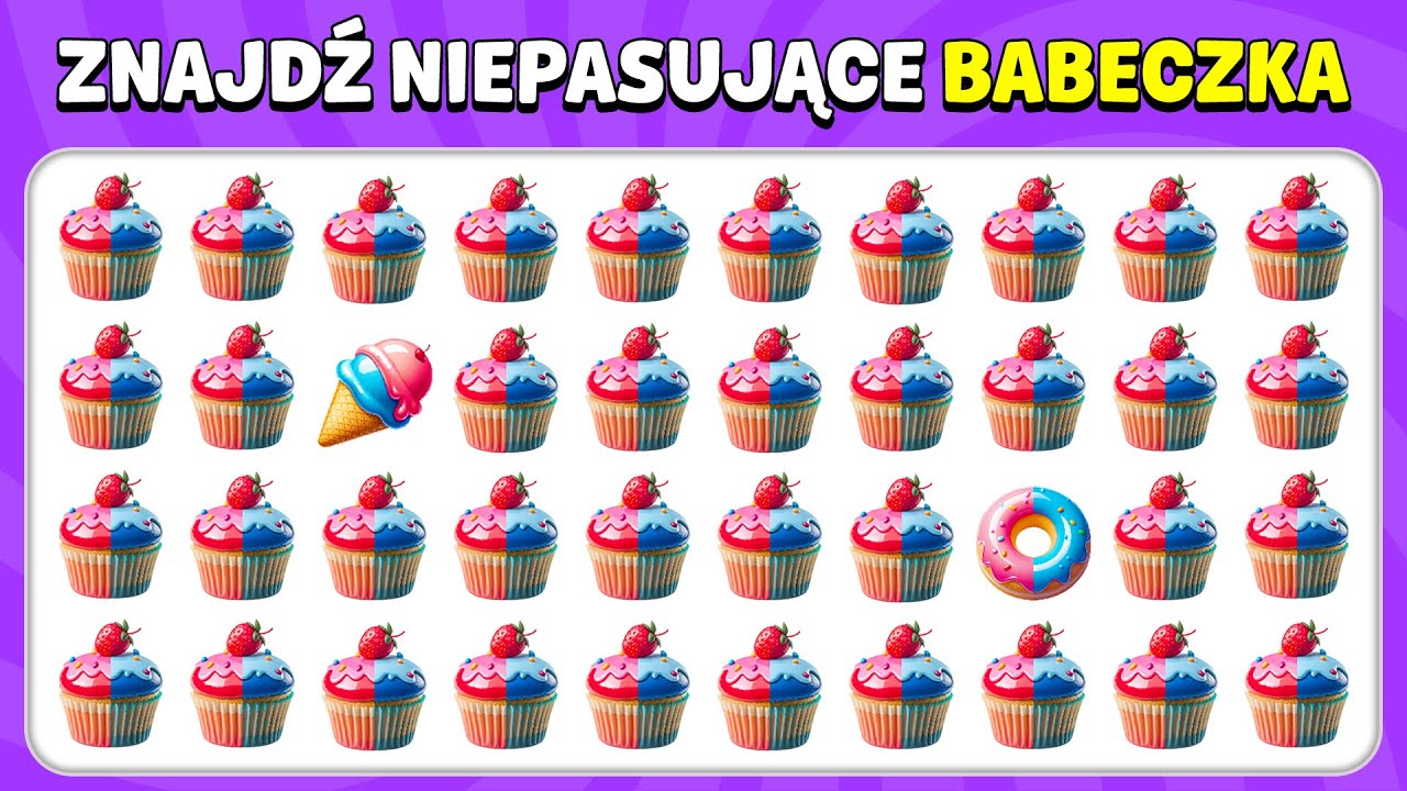 Znajdź Niepasujące Emoji - Edycja Słodycze 🍭🍨🍰 | Quiz Pszczoła