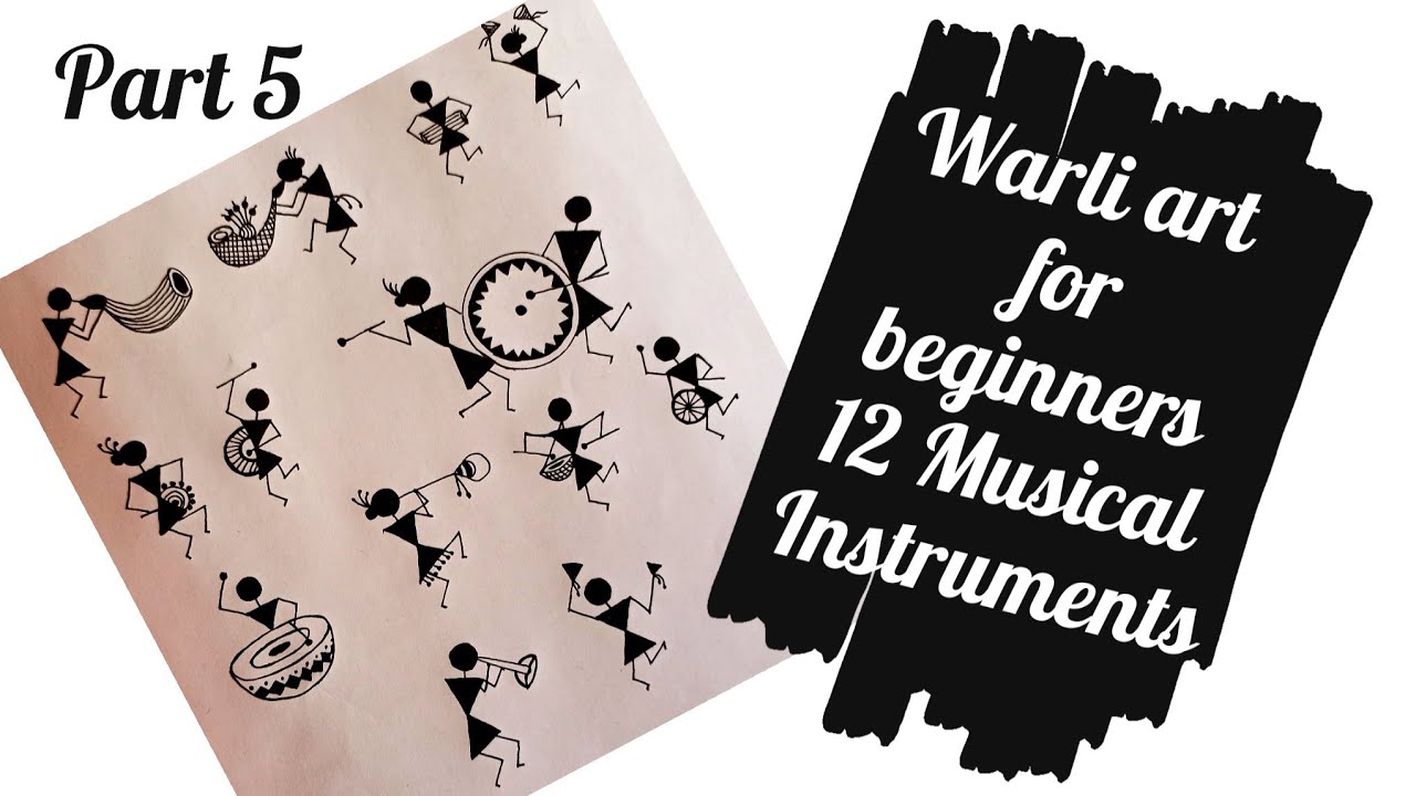 Warli art for beginners /12 Warli Musical instruments / Part 5