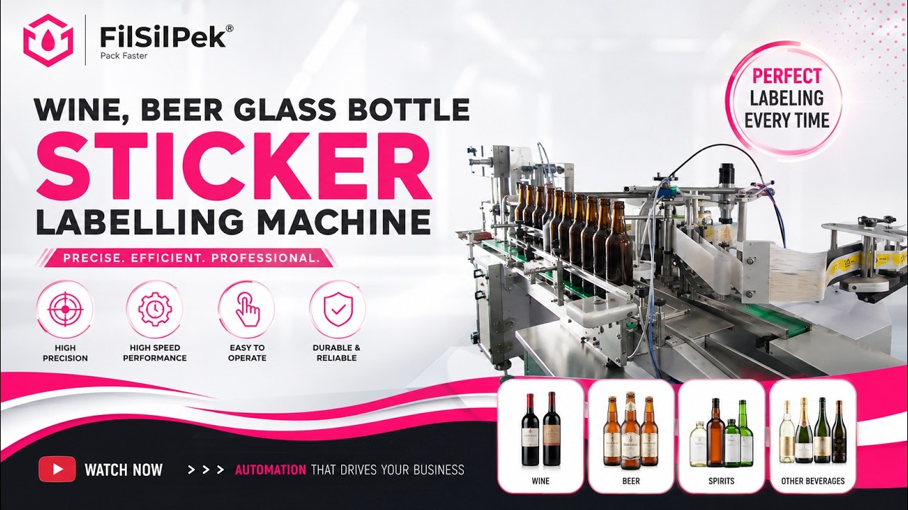 #Wine, #Beer Glass Bottle Sticker Labelling Machine, #stickerlabeling  - Filsilpek - +919054294961