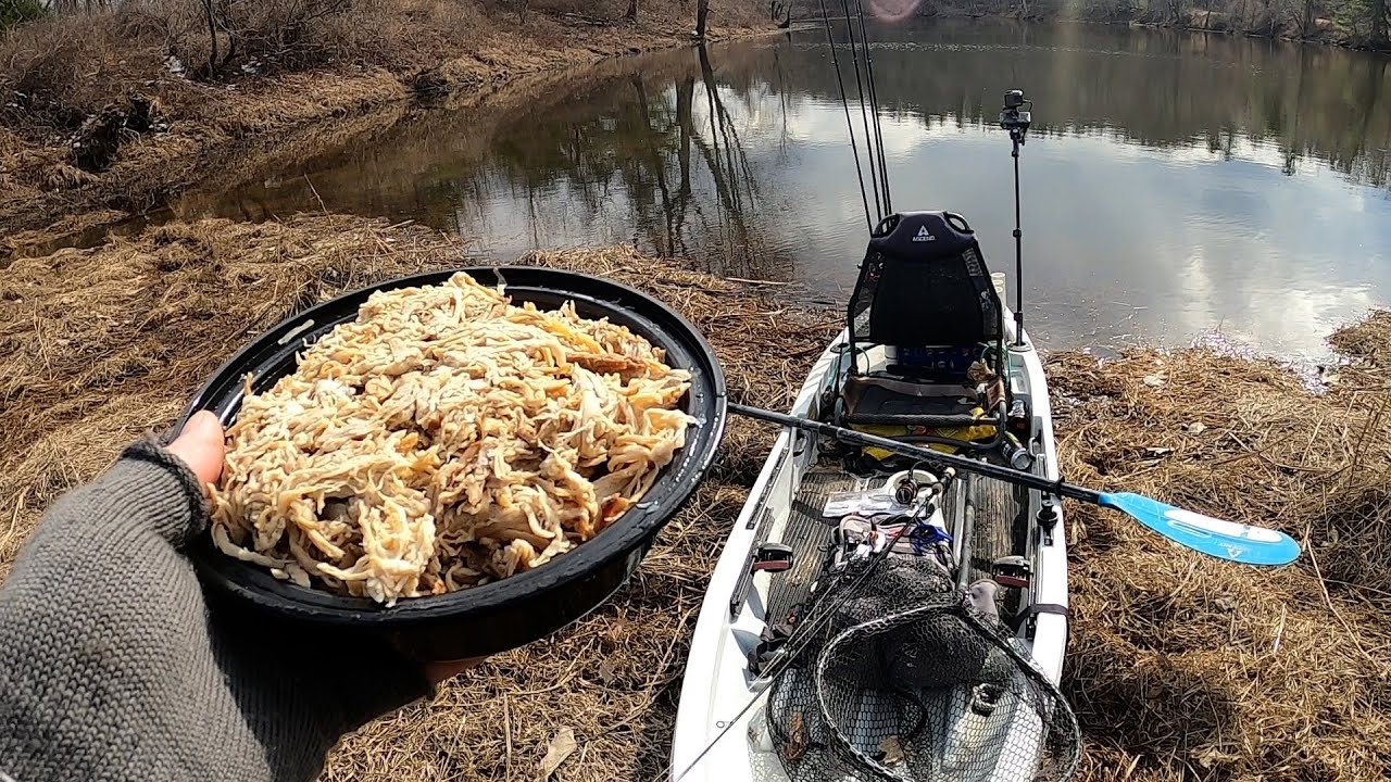 Smoked Pulled Pork and Kayak Bass Fishing a Shallow Pond