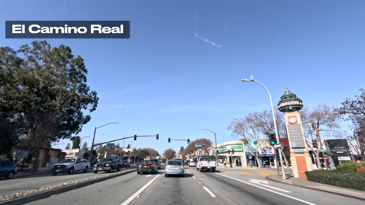 Menlo Park → Redwood City — El Camino Real | Real-Time Drive (No Music)