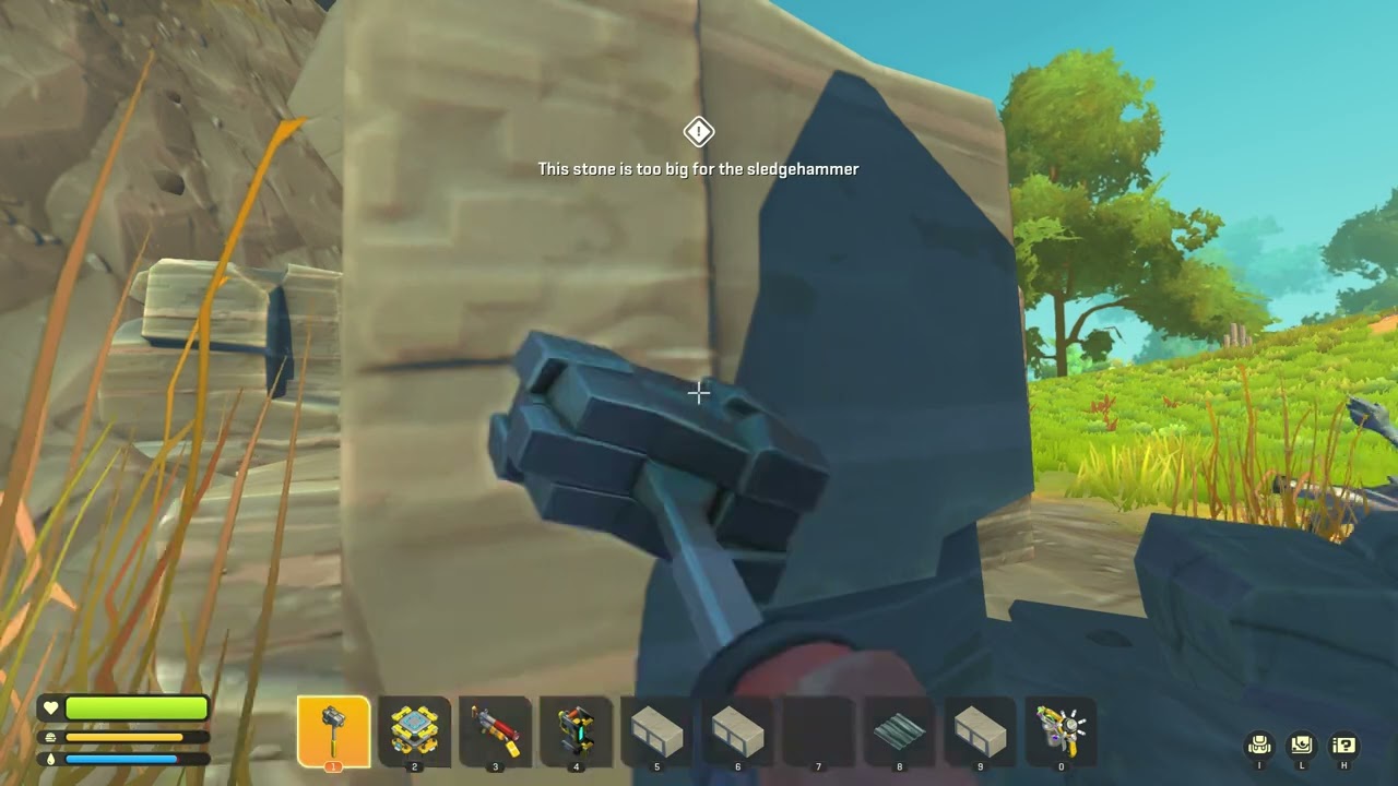 Scrap Mechanic hammer breaking stones that are too big.