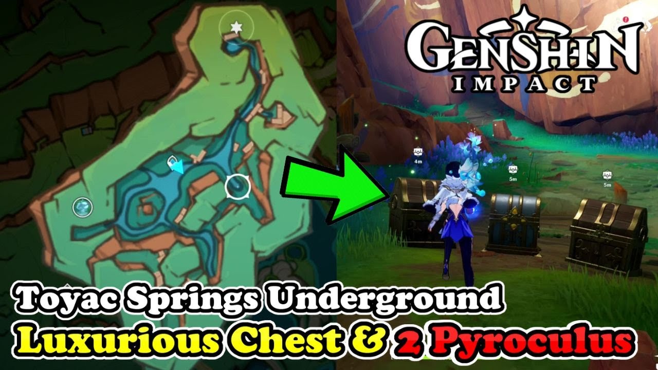 Toyac Springs Underground Luxurious Chest & 2 Hidden Pyroculus Genshin Impact 5.0