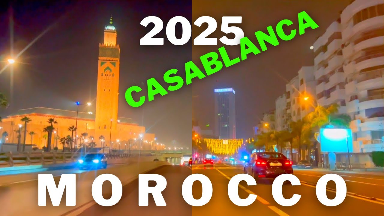 Casablanca 2025 | Night Driving in the City Streets - Morocco 🇲🇦 | vidéo music person walking