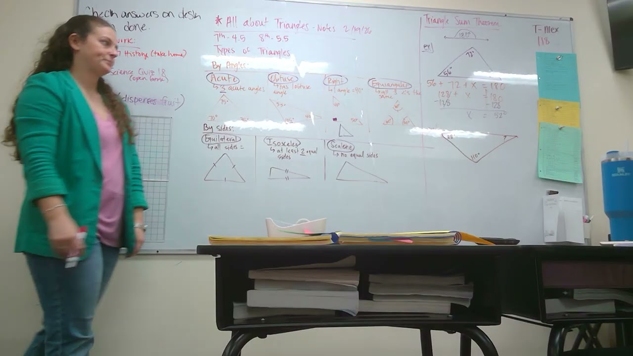 7th/8th Grade Math - Triangle Sum Theorem + Exterior Angles