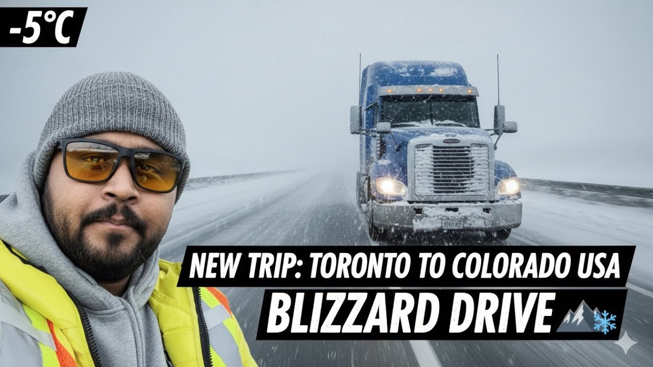 న్యూ ట్రిప్ Toronto కెనడా🇨🇦 to కొలరాడో USA🇺🇸 in snow🥶❄️🚛#telugutruckvlogs#usatravelvlog#telugutruckv
