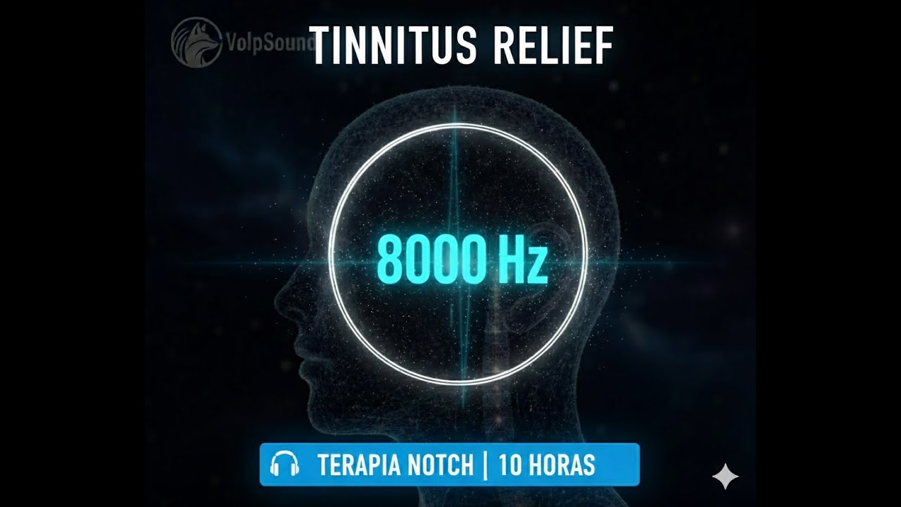 ALIVIO TINNITUS 8000Hz (Pantalla Negra) 10 HORAS | Terapia Notch: Ruido Blanco Quirúrgico