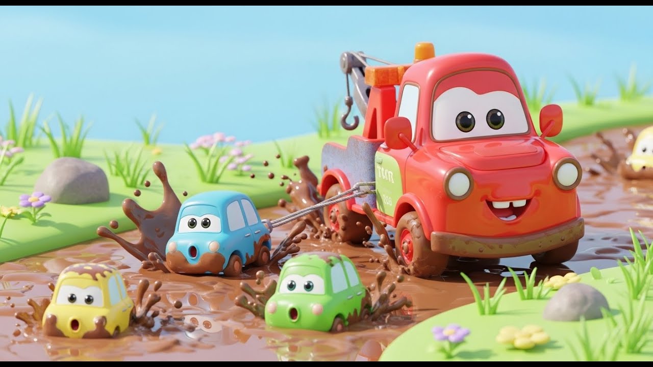 Muddy Toy Truck Saves the Stuck Cars | Fun Kids Adventure Story