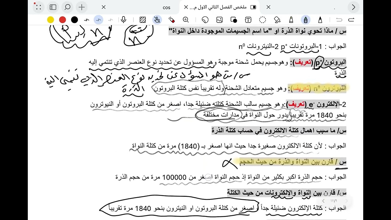 كيمياء الأول متوسط - الفصل الثاني ( الدرس الاول )