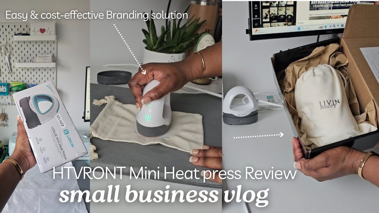 Cost effective Custom labelling, Small Business Vlog, HTVRONT Mini Heatpress Unboxing & Review