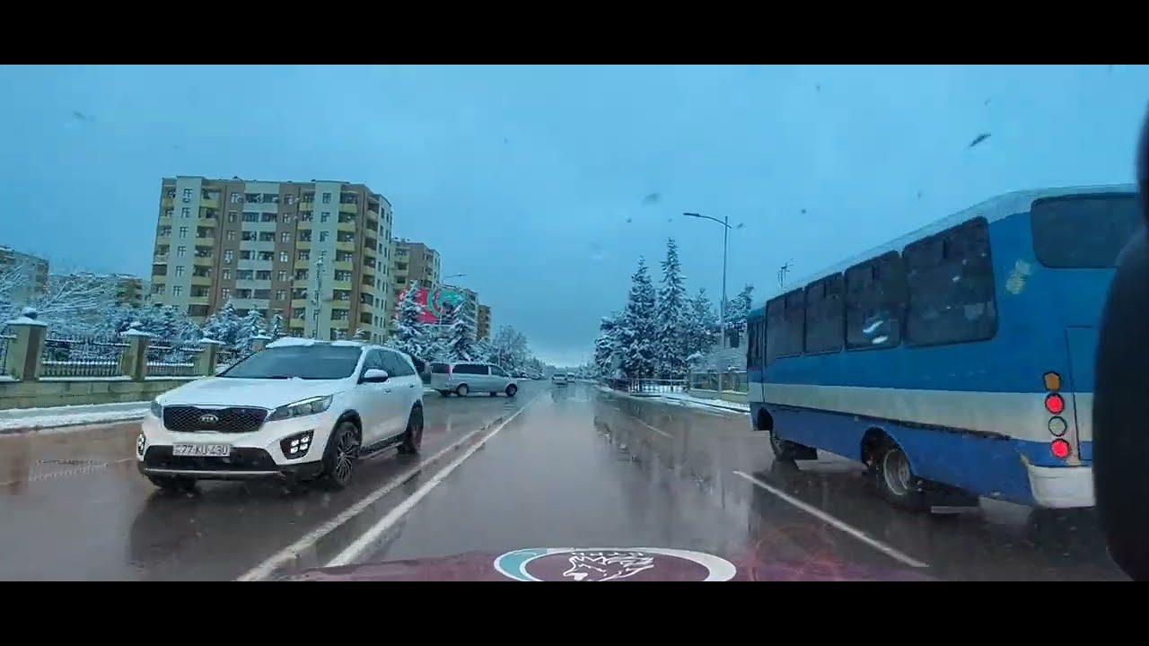 14 Yanvar 2024 Mingəçevir Nur Şəhəri Qarli bir gün
