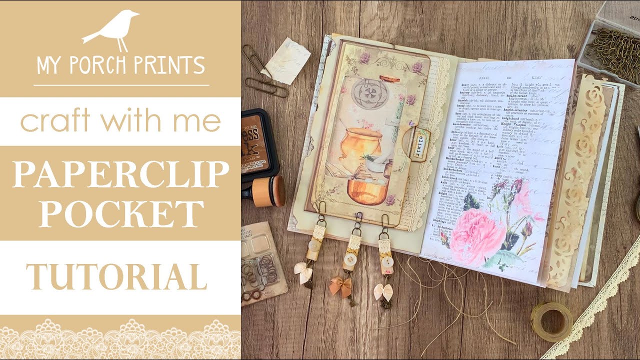PAPERCLIP POCKET 🍯| Craft With Me!🤍| My Porch Prints Junk Journal & Crafting Tutorials