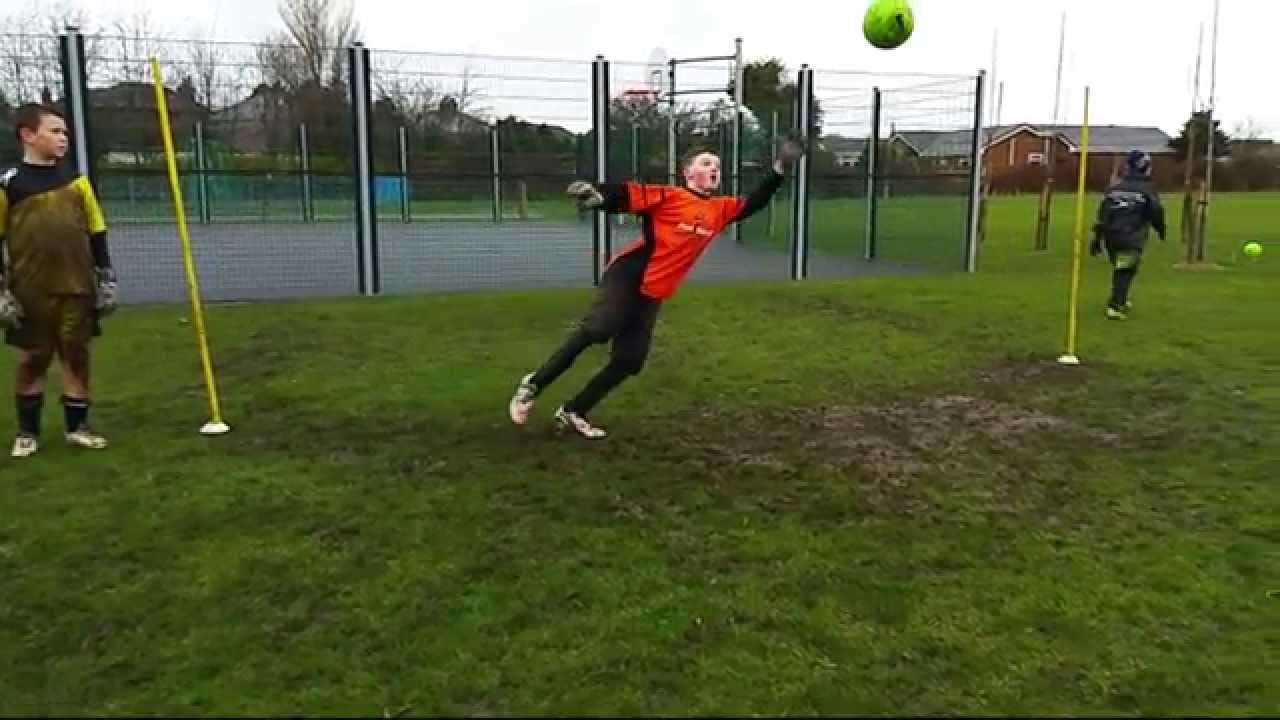 Slow motion great goalkeeper saves
