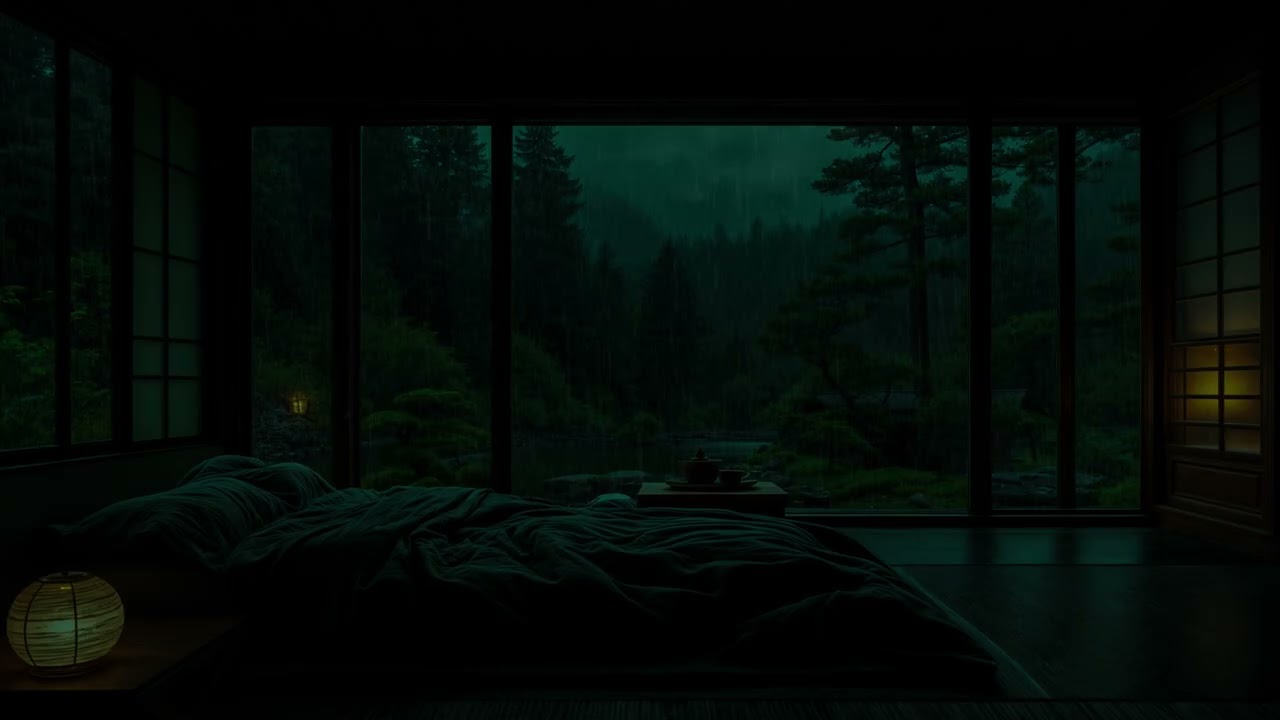 (No Ads) Deep Mountain Rain Sounds at Night 🌧️ | Dark Bedroom Ambience for Deep Sleep